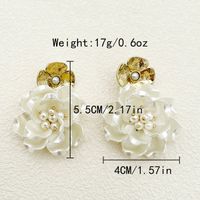 1 Pair Elegant Flower Plating 304 Stainless Steel Beads Shell 14K Gold Plated Drop Earrings main image 4