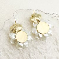 1 Pair Elegant Flower Plating 304 Stainless Steel Beads Shell 14K Gold Plated Drop Earrings main image 3