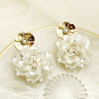 1 Paar Elegant Blume Überzug Edelstahl 304 Perlen Hülse 14 Karat Vergoldet Tropfenohrringe main image 5