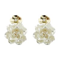 1 Pair Elegant Flower Plating 304 Stainless Steel Beads Shell 14K Gold Plated Drop Earrings sku image 1