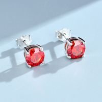 1 Pair Luxurious Solid Color Sterling Silver Inlay Diamond Ear Studs main image 2