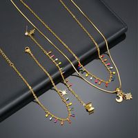 Copper 14K Gold Plated Simple Style Plating Star Earrings Anklet Necklace main image 1