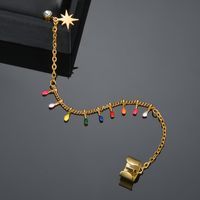 Copper 14K Gold Plated Simple Style Plating Star Earrings Anklet Necklace sku image 2