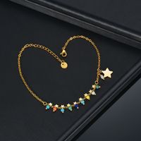 Copper 14K Gold Plated Simple Style Plating Star Earrings Anklet Necklace sku image 10