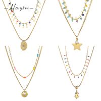 Copper 14K Gold Plated Simple Style Plating Star Earrings Anklet Necklace main image 3