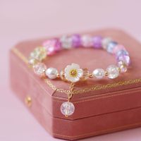 Sweet Flower Artificial Crystal Beaded Plating Women's Bracelets sku image 1