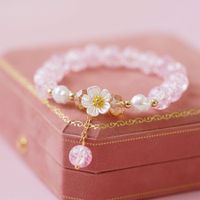 Sweet Flower Artificial Crystal Beaded Plating Women's Bracelets sku image 2