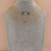 Retro Multicolor Glass Metal Beaded Women's Necklace main image 2