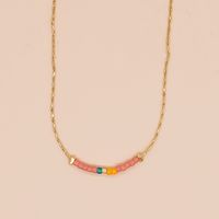 Retro Multicolor Glass Metal Beaded Women's Necklace sku image 7
