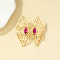 Retro Butterfly Alloy Plating Inlay Gem Women's Ear Studs main image 4