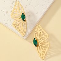 Retro Butterfly Alloy Plating Inlay Gem Women's Ear Studs main image 7