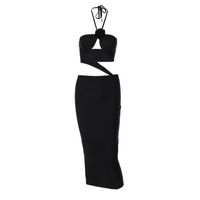 Women's Pencil Skirt Streetwear Collarless Hollow Out Backless Sleeveless Solid Color Midi Dress Party main image 4
