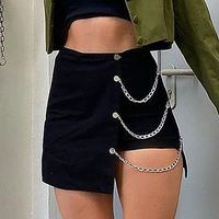 Summer Spring Casual Solid Color Polyester Above Knee Skirts main image 5