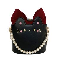Women's Small All Seasons Pu Leather Cat Basic Bucket Magnetic Buckle Shoulder Bag sku image 2