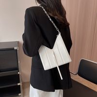 Women's Small Pu Leather Stripe Solid Color Classic Style Chain Square Lock Clasp Crossbody Bag main image 5