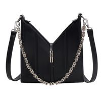 Women's Small Pu Leather Stripe Solid Color Classic Style Chain Square Lock Clasp Crossbody Bag sku image 1