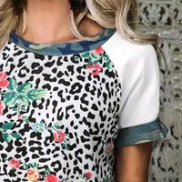 Classic Style Flower Leopard Polyester Round Neck Short Sleeve Regular Sleeve Printing T-shirt main image 5