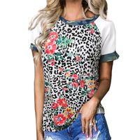 Klassischer Stil Blume Leopard Polyester Rundhals Kurzarm Normale Ärmel Drucken T-shirt main image 4