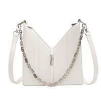 Women's Small Pu Leather Stripe Solid Color Classic Style Chain Square Lock Clasp Crossbody Bag sku image 3