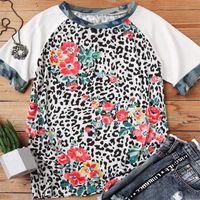 Classic Style Flower Leopard Polyester Round Neck Short Sleeve Regular Sleeve Printing T-shirt main image 2
