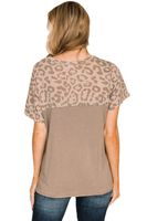 Women's T-shirt Short Sleeve T-shirts Printing Contrast Binding Casual Leopard main image 2