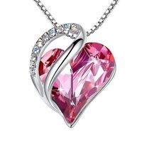 Sweet Heart Shape Sterling Silver Plating Inlay Artificial Gemstones Pendant Necklace 1 Piece main image 3