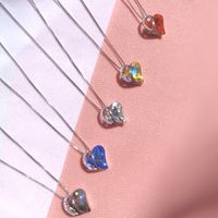 Sweet Heart Shape Sterling Silver Plating Inlay Artificial Gemstones Pendant Necklace 1 Piece main image 5