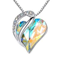 Sweet Heart Shape Sterling Silver Plating Inlay Artificial Gemstones Pendant Necklace 1 Piece main image 1