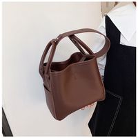 Women's Small All Seasons Pu Leather Solid Color Basic Bucket Magnetic Buckle Tote Bag sku image 3