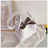 Women's Small All Seasons Pu Leather Solid Color Basic Bucket Magnetic Buckle Tote Bag sku image 1