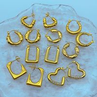 1 Pair Retro Heart Shape Stainless Steel Plating Inlay Artificial Pearls Hoop Earrings main image 1