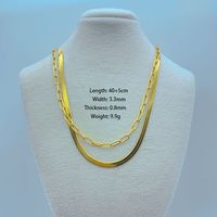 304 Stainless Steel 18K Gold Plated Vintage Style Plating Solid Color Layered Necklaces sku image 1