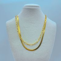 304 Stainless Steel 18K Gold Plated Vintage Style Plating Solid Color Layered Necklaces main image 5