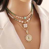 De Gros Décontractée Œil Fleur Acier Inoxydable Le Cuivre Émail Incruster Plaqué Or 18K Pierre Naturelle Zircon Pendentif main image 5