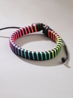 Simple Style Color Block Leather Braid Women's Men's Wristband main image 1