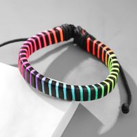 Simple Style Color Block Leather Braid Women's Men's Wristband sku image 1