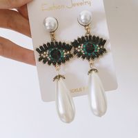 Simple Style Water Droplets Imitation Pearl Inlay Rhinestones Women's Drop Earrings 1 Pair main image 3