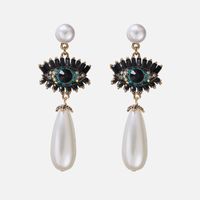 Simple Style Water Droplets Imitation Pearl Inlay Rhinestones Women's Drop Earrings 1 Pair main image 1