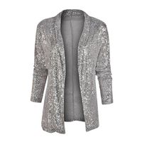 Women's Streetwear Solid Color Sequins Patchwork Double Breasted Coat Blazer main image 2