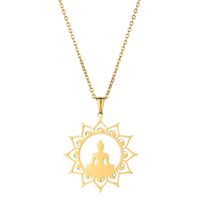 Simple Style Buddha Stainless Steel Plating Gold Plated Pendant Necklace main image 7