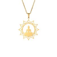 Simple Style Buddha Stainless Steel Plating Gold Plated Pendant Necklace sku image 3