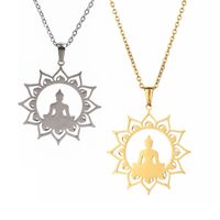 Simple Style Buddha Stainless Steel Plating Gold Plated Pendant Necklace main image 6