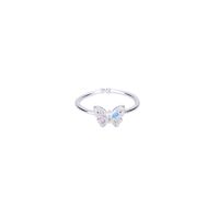 Simple Style Butterfly Copper Plating Inlay Zircon Open Ring main image 3