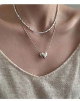 Simple Style Heart Shape Solid Color Sterling Silver Plating Pendant Necklace Necklace main image 5