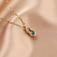 Wholesale Simple Style Water Droplets Crown Fish Tail Titanium Steel Zircon Pendant Necklace sku image 4