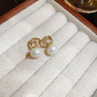 1 Pair Elegant Square Heart Shape Bow Knot Copper Plating Inlay Rhinestones Pearl Drop Earrings Ear Studs sku image 16