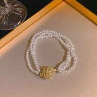 Sweet Flower Bow Knot Imitation Pearl Women's Bracelets sku image 5