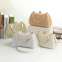 Champagne White Beige Alloy Solid Color Square Evening Bags main image 1