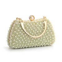 Champagne White Beige Alloy Solid Color Square Evening Bags main image 4