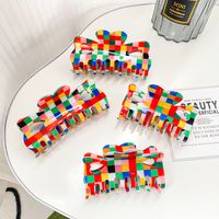 Retro Colorful Plaid Bow Knot Plastic Hair Claws main image 3